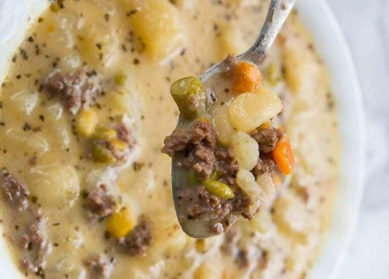 Creamy Potato & Hamburger Soup Made In the Crockpot